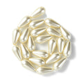 Grade A Glass Pearl Beads, Painted, Drop, Light Yellow, 16x8mm, Hole: 1mm, about 24~26pcs/strand, 16.5inch(42cm)