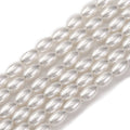 Baking Painted Pearlized Glass Pearl Bead Strands, Oval, White, 5~6x4mm, Hole: 0.7mm, about 62~70pcs/strand, 16''(40cm)