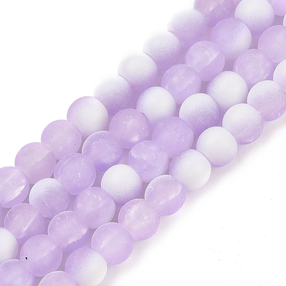 Frosted Crackle Glass Beads Strand, 6x5.5mm, Hole: 1mm, about 145pcs/strand, 31.10''(79cm)