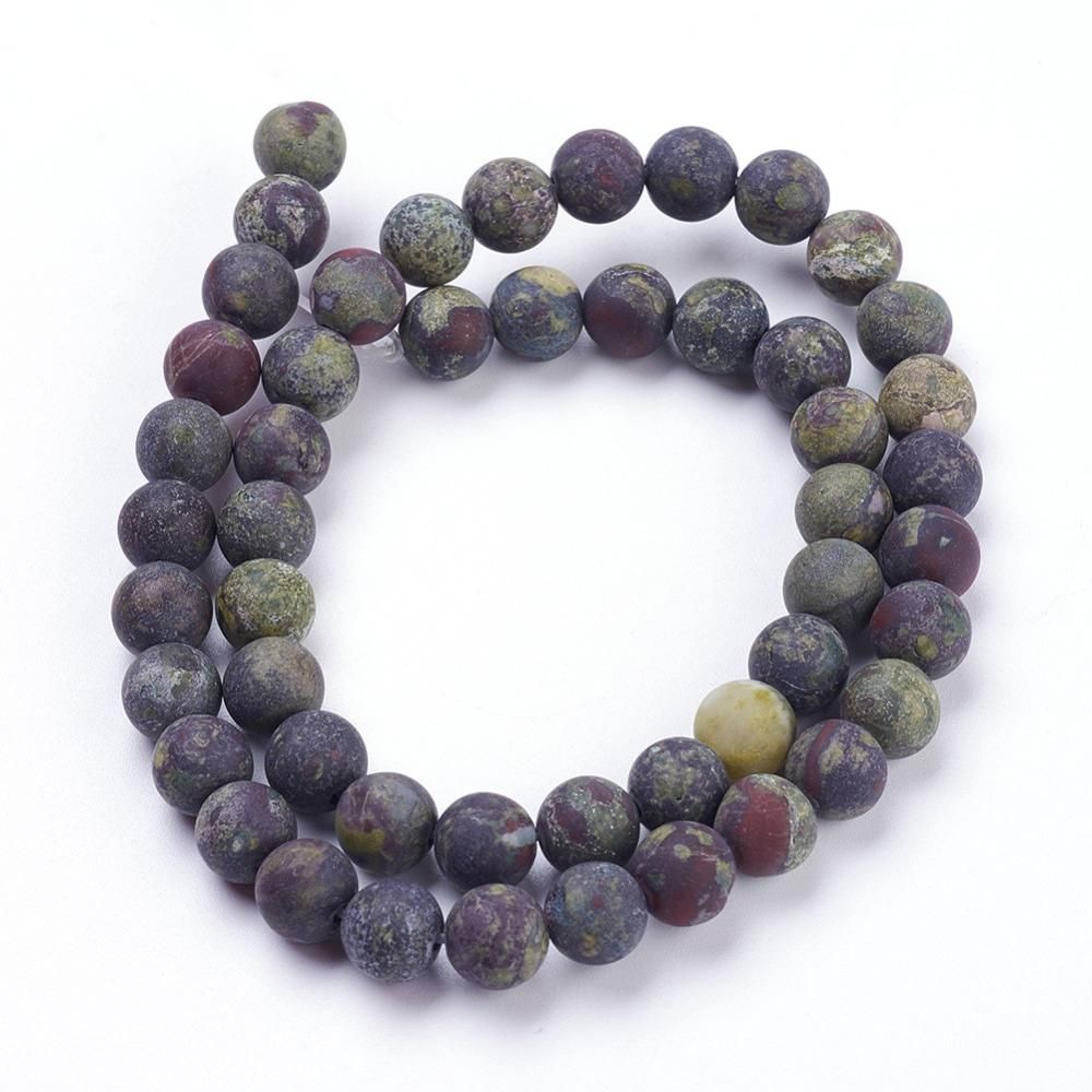 Natural Bloodstone Beads Strands, Frosted, Round, 15.3 inch(39cm)
