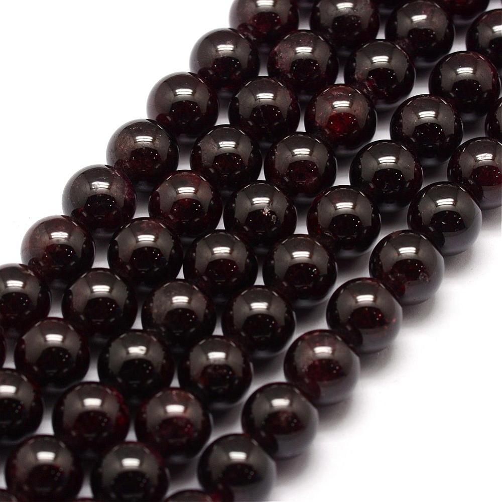 Natural Garnet Bead Strands, Round, 10mm, Hole: 1mm, about 41pcs/strand, 39cm