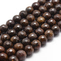 Natural Bronzite Beads Strands, Faceted, Round, 14.9 inch~15.1 inch