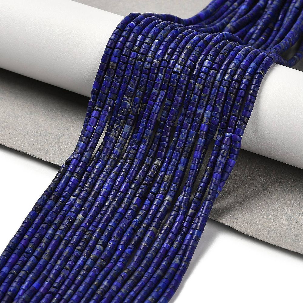 Natural Lapis Lazuli Beads Strands, Disc, Heishi Beads, 2.2~3x1.5~2mm, Hole: 0.5mm, about 200pcs/strand, 14.37''(36.5cm)