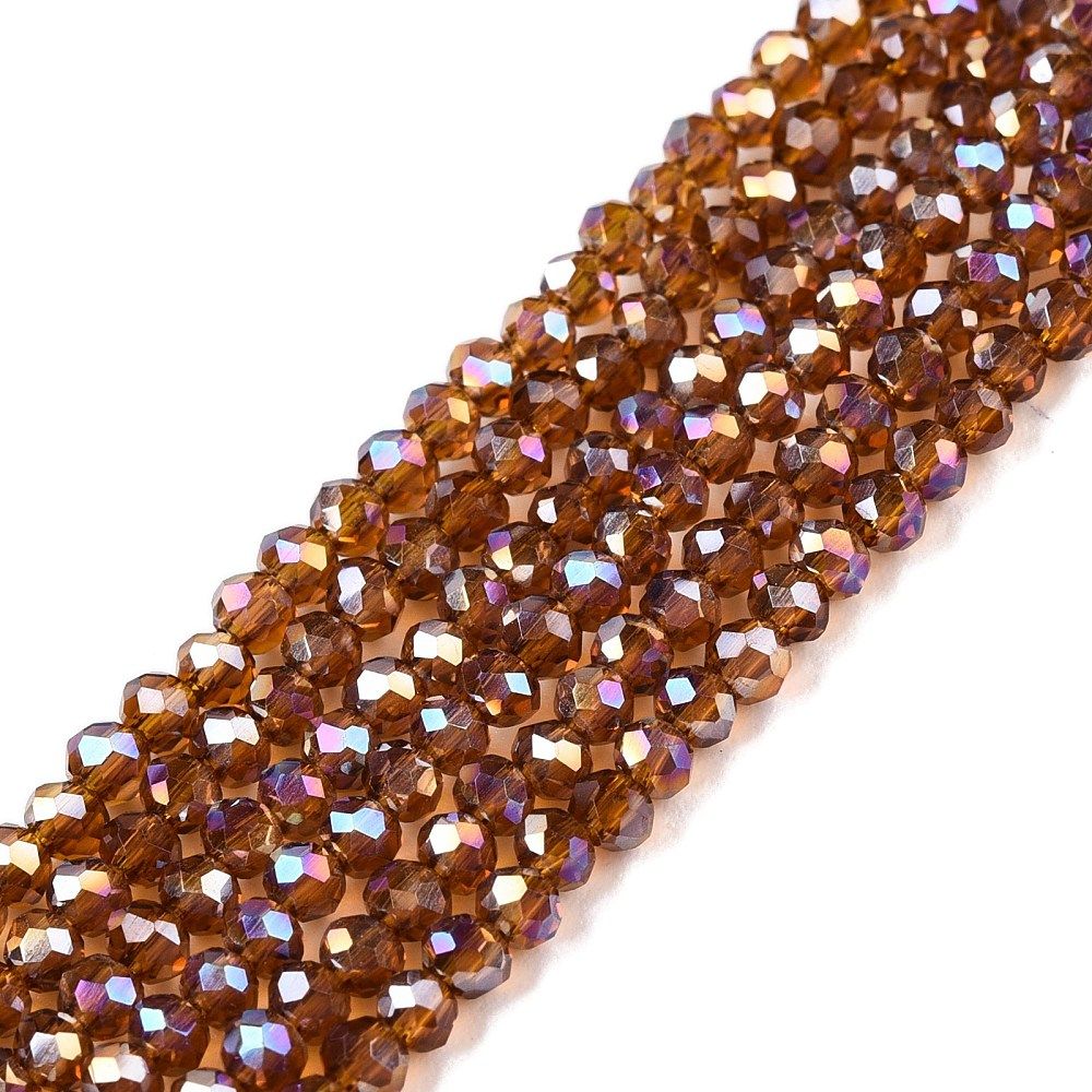 Electroplate Glass Beads Strands, AB Color Plated, Faceted, Rondelle, 2.3~2.7x2mm, Hole: 0.4mm, about 135~140pcs/strand, 26~27cm