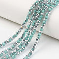 Electroplate Opaque Glass Beads Strands, Half Silver Plated, Faceted, Rondelle, 4x3mm, Hole: 0.4mm, about 105~110pcs/strand, 38~39cm