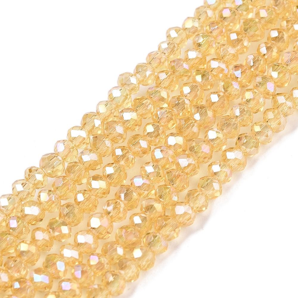 Electroplate Glass Beads Strands, AB Color Plated, Faceted, Rondelle, 2.3~2.7x2mm, Hole: 0.4mm, about 135~140pcs/strand, 26~27cm