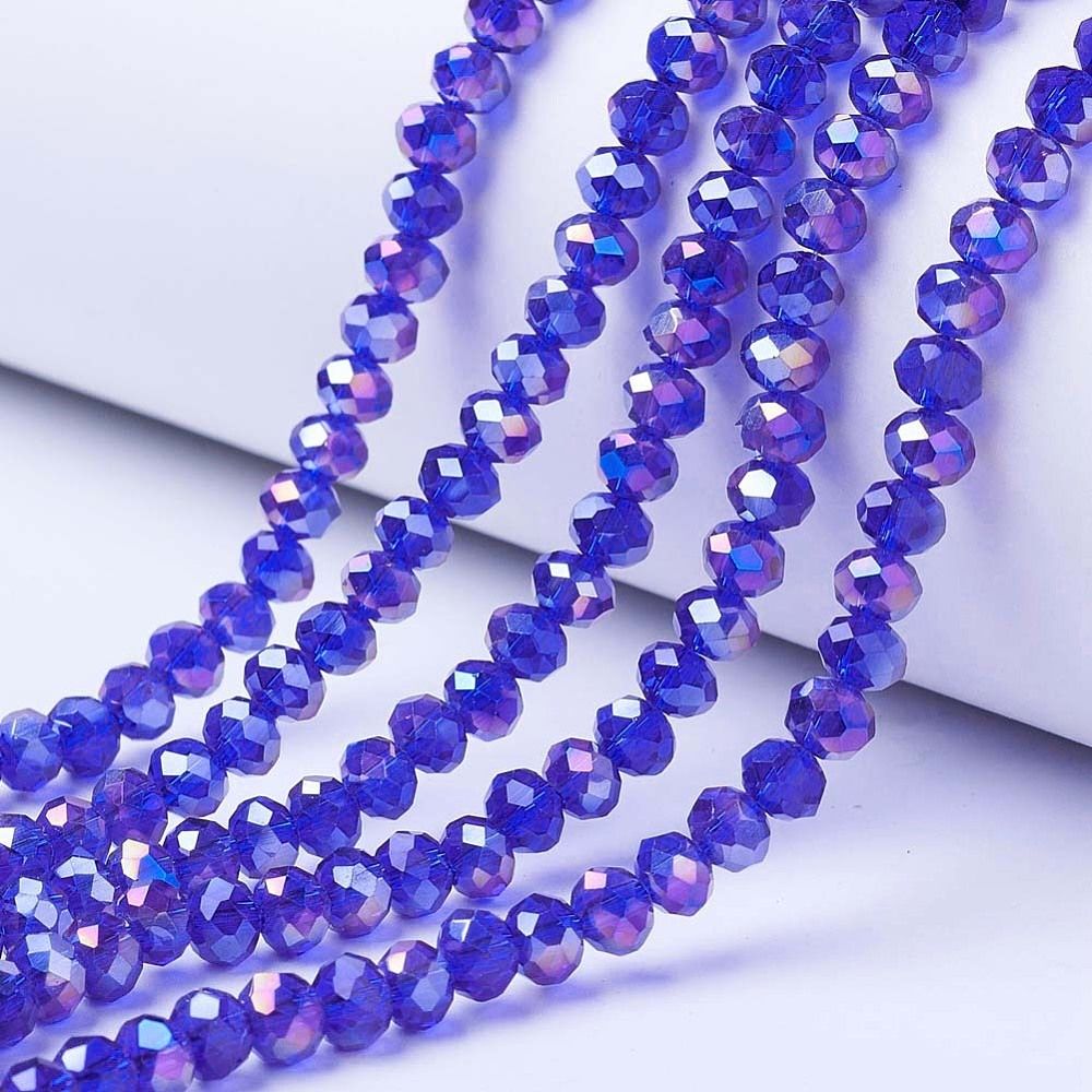 Glass Beads Strands, Faceted, Rondelle, 3.5~3.8x3mm, Hole: 0.4mm, about 105~110pcs/strand, 29~31cm