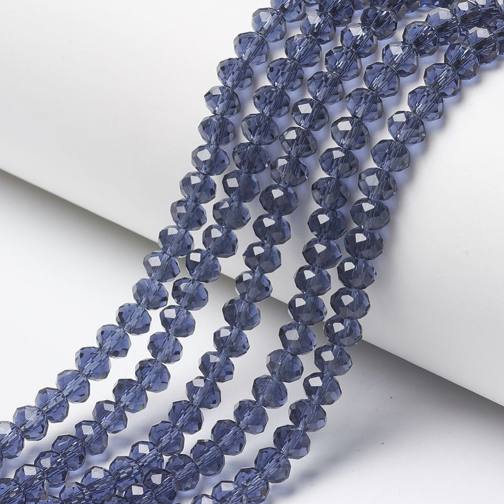 Glass Beads Strands, Faceted, Rondelle, 8x6mm, Hole: 1mm, about 60~62pcs/strand, 39~40cm