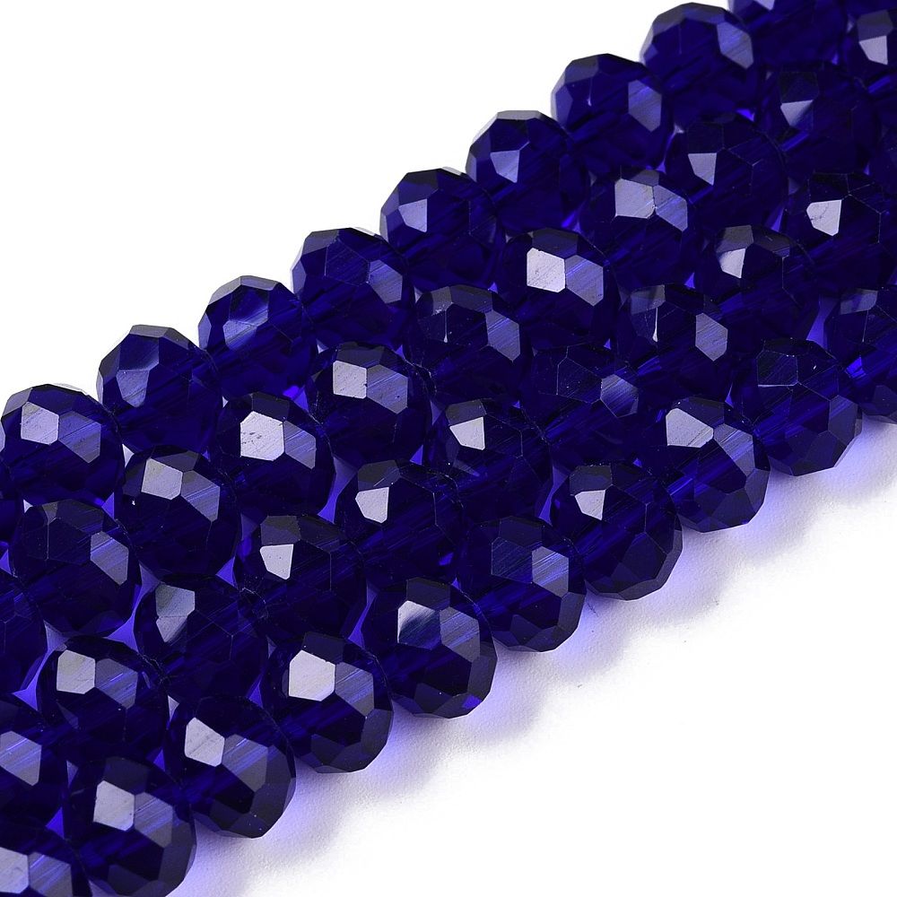 Glass Beads Strands, Faceted, Rondelle, 8x6mm, Hole: 1mm, about 60~62pcs/strand, 39~40cm