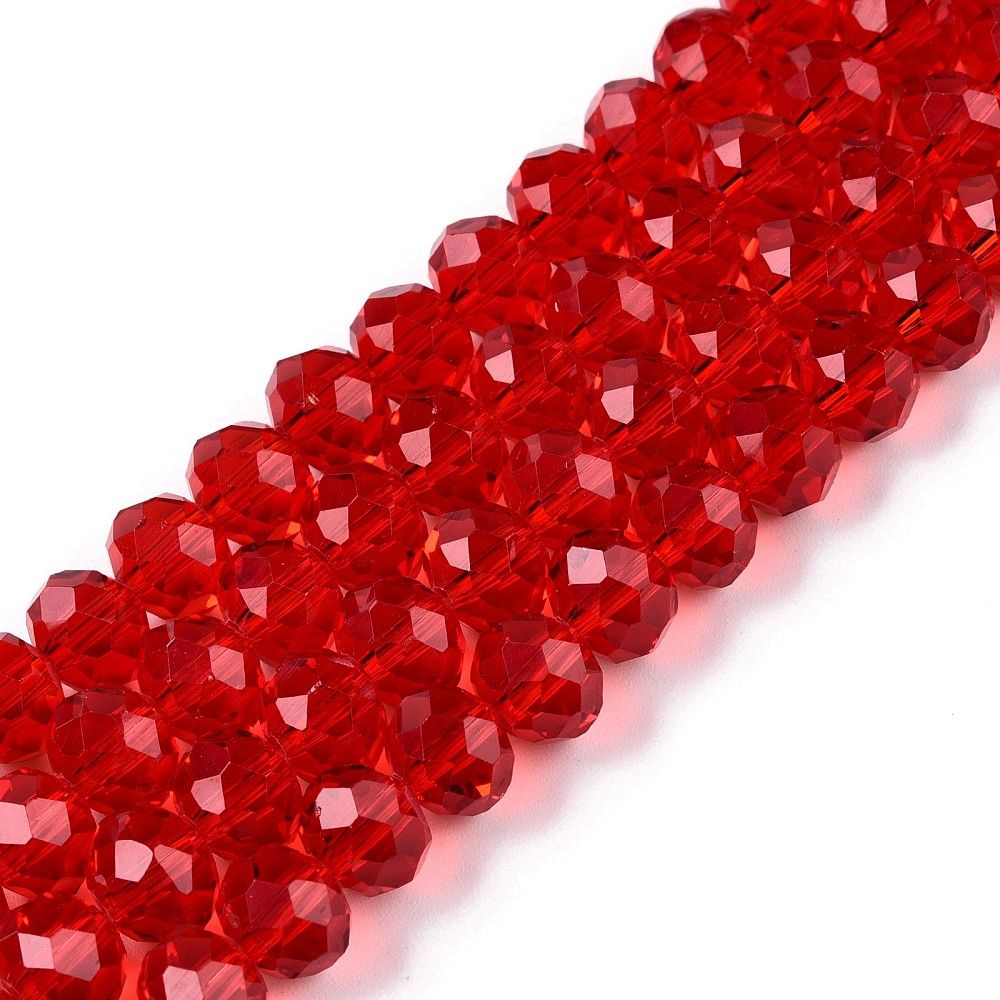 Glass Beads Strands, Faceted, Rondelle, 8x6mm, Hole: 1mm, about 60~62pcs/strand, 39~40cm