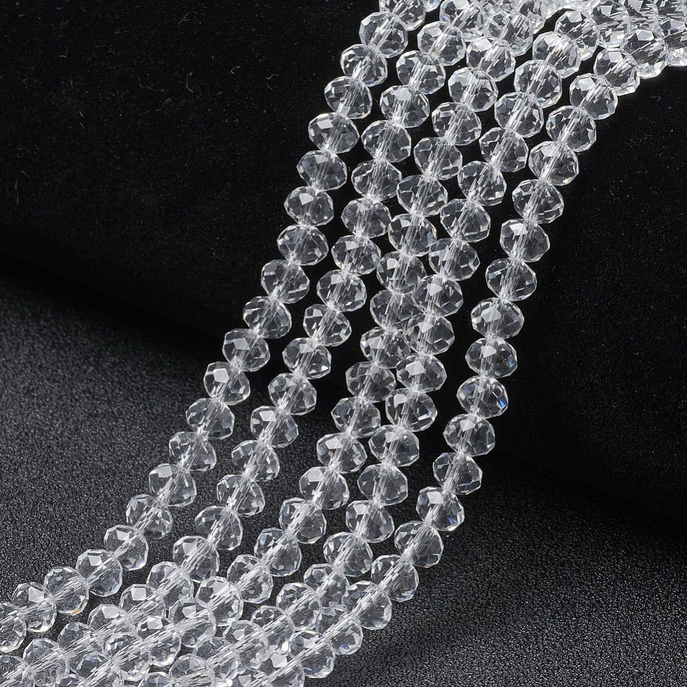 Glass Beads Strands, Faceted, Rondelle, 8x6mm, Hole: 1mm, about 60~62pcs/strand, 39~40cm