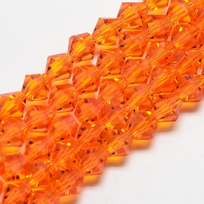 Transparent Glass Beads Strands, Faceted, Bicone, 6x6mm, Hole: 1mm, about 45~47pcs/strand, 9.65~9.84 inch(24.5~25cm)