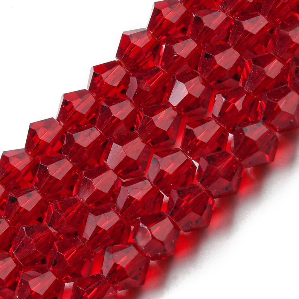 Transparent Glass Beads Strands, Faceted, Bicone, 6x6mm, Hole: 1mm, about 45~47pcs/strand, 9.65~9.84 inch(24.5~25cm)