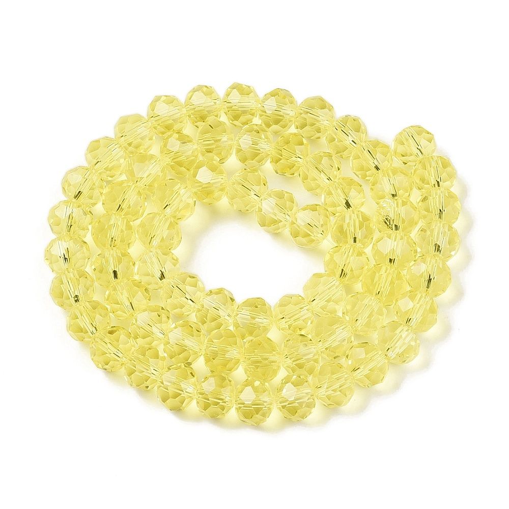 Glass Beads Strands, Faceted, Rondelle, 8x6mm, Hole: 1mm, about 60~62pcs/strand, 39~40cm