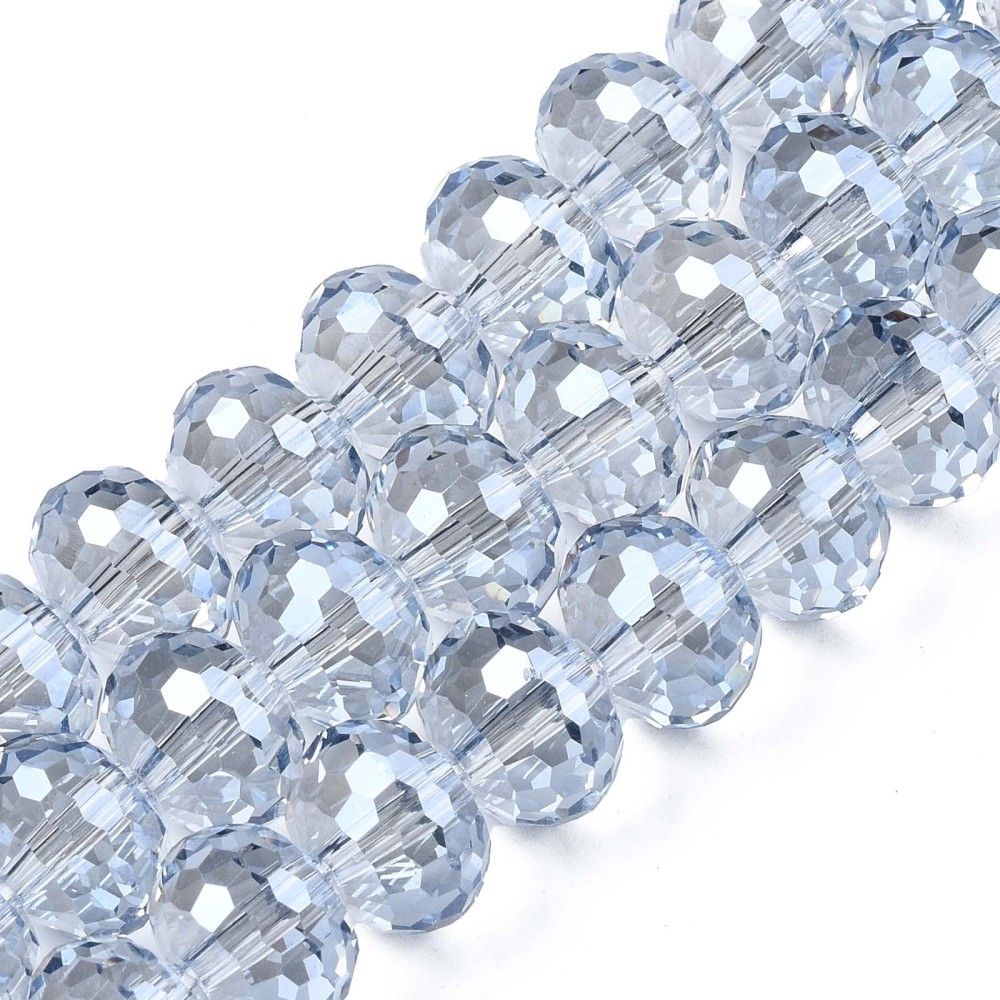 Electroplate Transparent Glass Beads Strands, , Faceted, Rondelle,  10x7.5mm, Hole: 1.4mm, about 68~70pcs/strand, 20.07~20.86 inch(51~53cm)