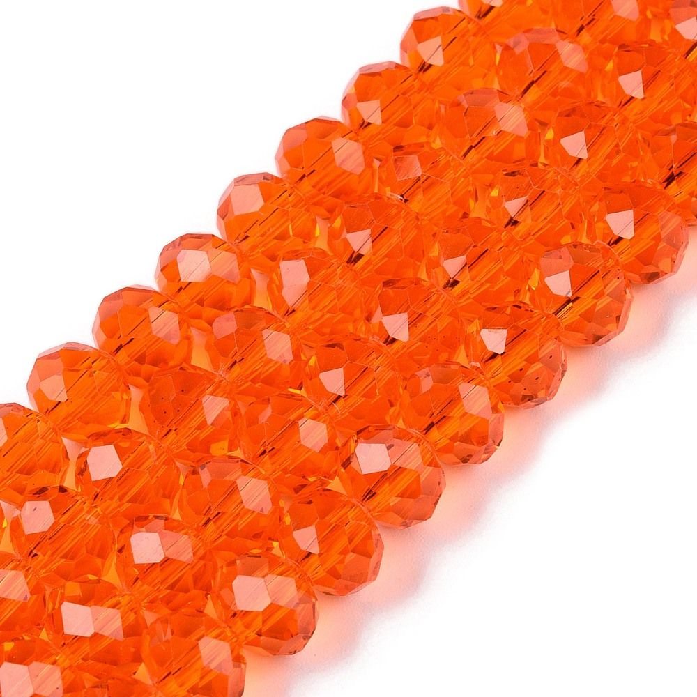 Glass Beads Strands, Faceted, Rondelle, 8x6mm, Hole: 1mm, about 60~62pcs/strand, 39~40cm
