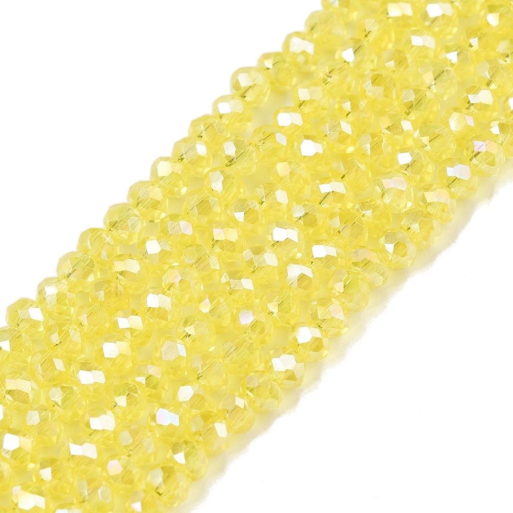 Electroplate Glass Beads Strands, AB Color Plated, Faceted, Rondelle, 2.3~2.7x2mm, Hole: 0.4mm, about 135~140pcs/strand, 26~27cm