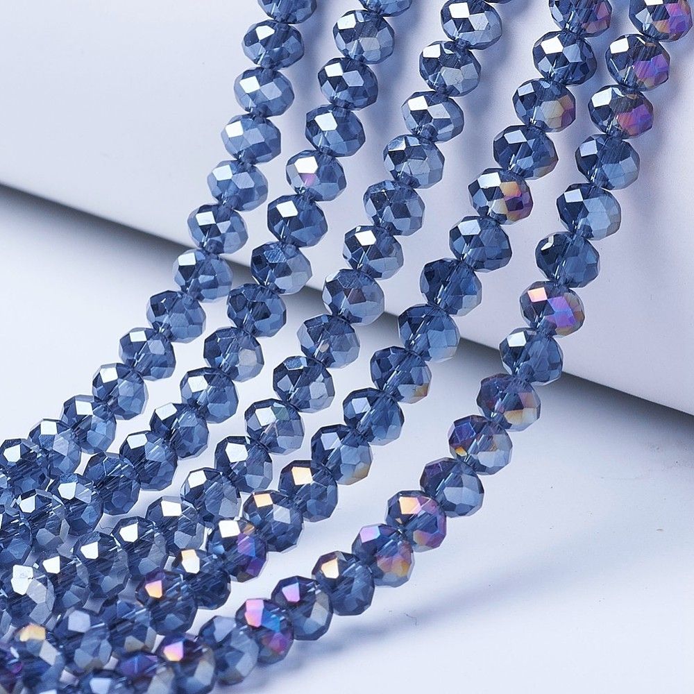 Electroplate Glass Beads Strands, AB Color Plated, Faceted, Rondelle, 2.3~2.7x2mm, Hole: 0.4mm, about 135~140pcs/strand, 26~27cm
