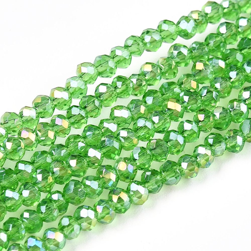 Electroplate Glass Beads Strands, AB Color Plated, Faceted, Rondelle, 2.3~2.7x2mm, Hole: 0.4mm, about 135~140pcs/strand, 26~27cm