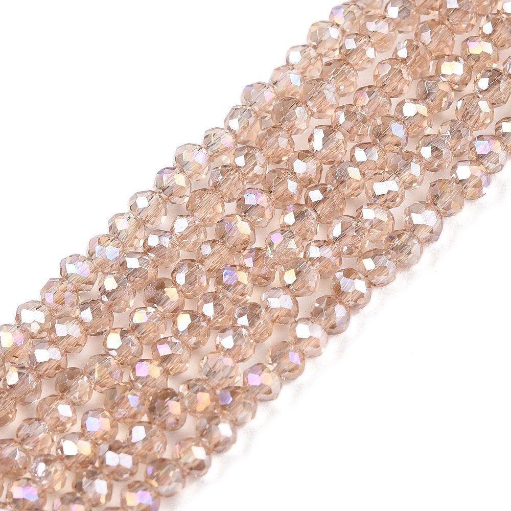 Electroplate Glass Beads Strands, AB Color Plated, Faceted, Rondelle, 2.3~2.7x2mm, Hole: 0.4mm, about 135~140pcs/strand, 26~27cm
