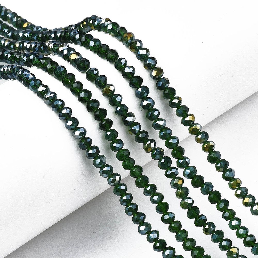 Electroplate Glass Beads Strands, AB Color Plated, Faceted, Rondelle, 2.3~2.7x2mm, Hole: 0.4mm, about 135~140pcs/strand, 26~27cm