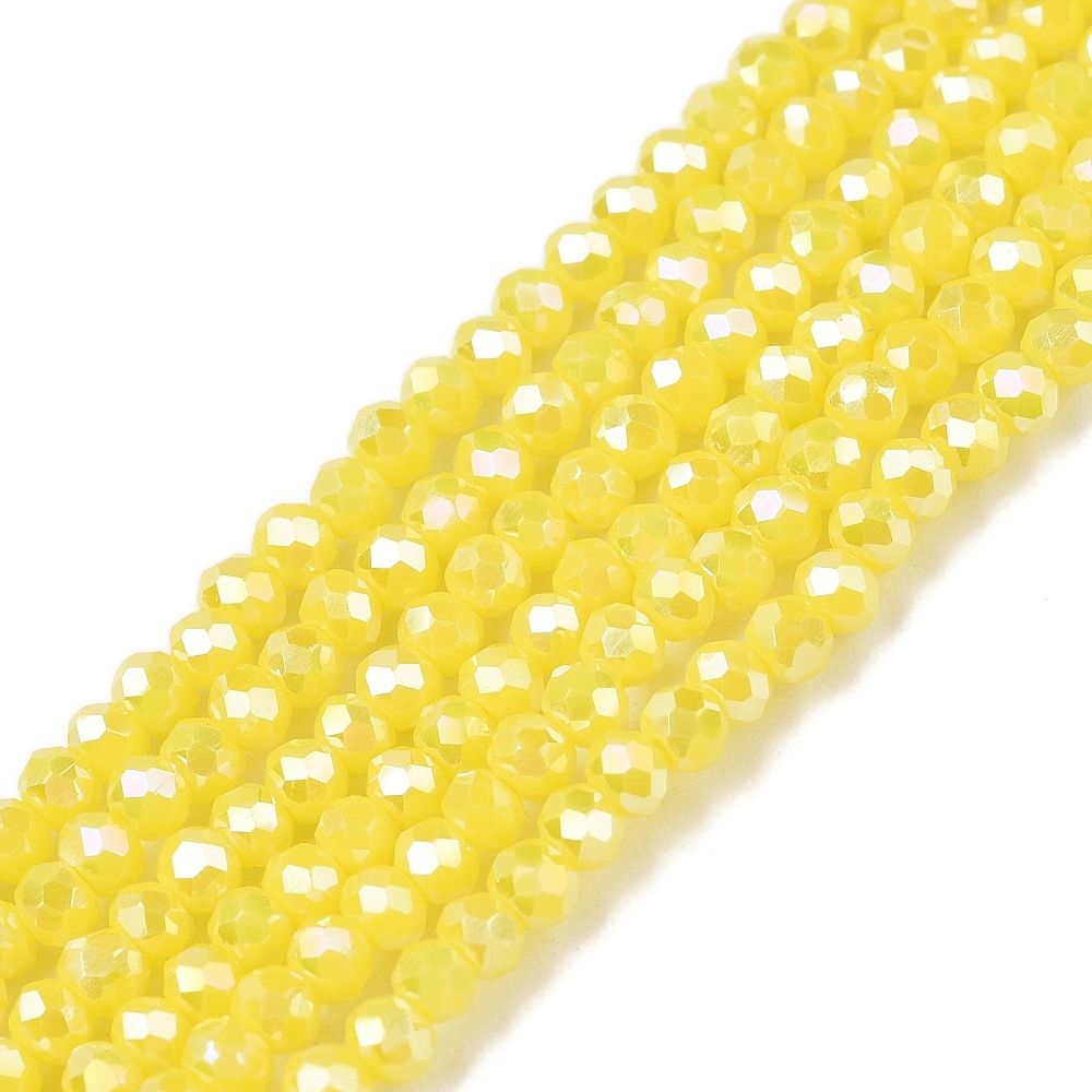 Electroplate Glass Beads Strands, Opaque Solid Color, AB Color Plated, Faceted, Rondelle,  2.3~2.7x2mm, Hole: 0.4mm, about 135~140pcs/strand, 26~27cm