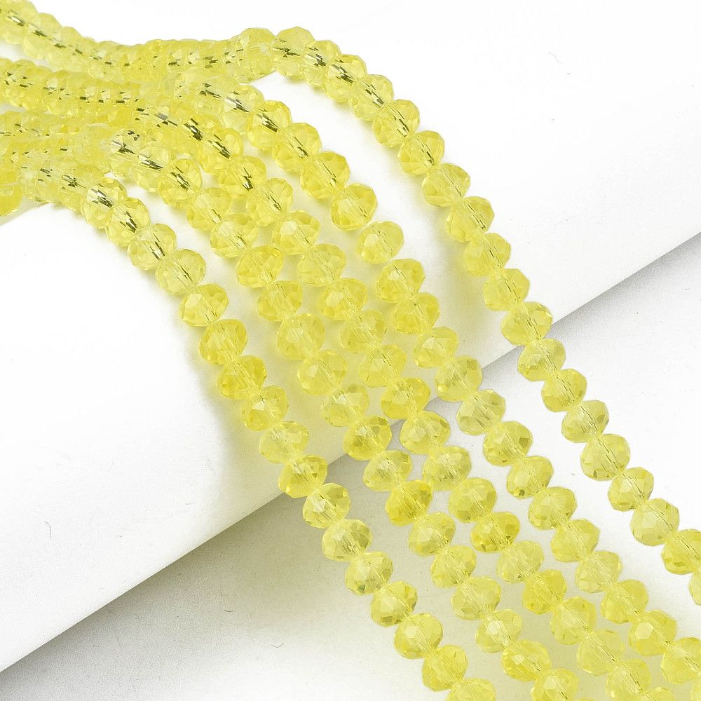 Glass Beads Strands, Faceted, Rondelle, 3.5~3.8x3mm, Hole: 0.4mm, about 105~110pcs/strand, 29~31cm