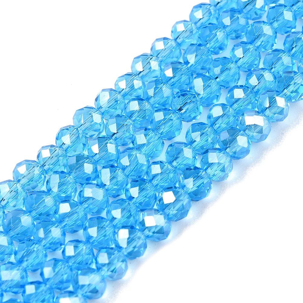Electroplate Glass Beads Strands, Pearl Luster Plated, Faceted, Rondelle, 3.5~3.8x3mm, Hole: 0.4mm, about 105~110pcs/strand, 29~31cm