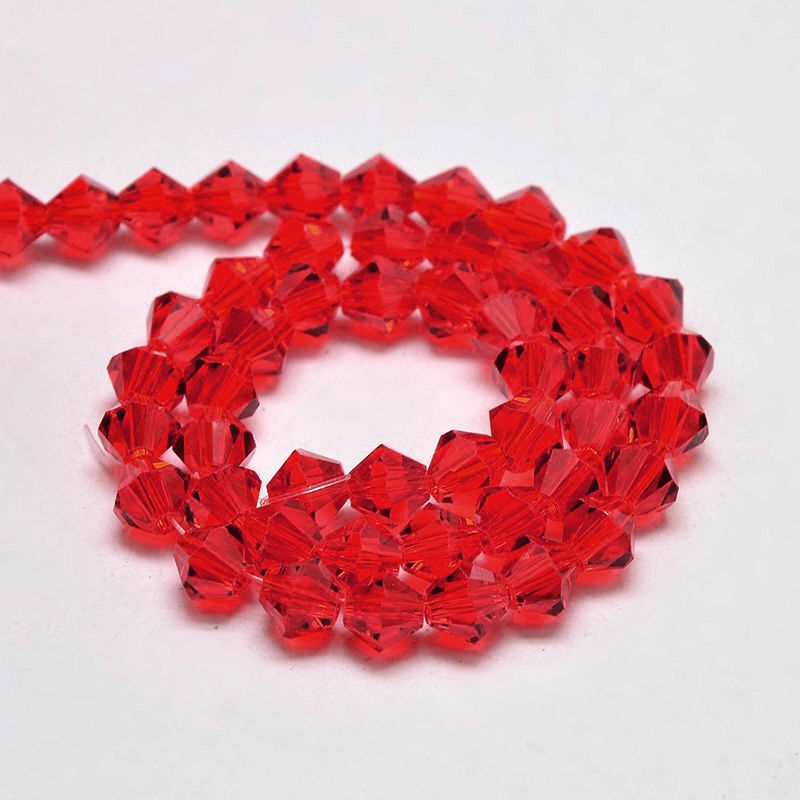 Transparent Glass Beads Strands, Faceted, Bicone, 6x6mm, Hole: 1mm, about 45~47pcs/strand, 9.65~9.84 inch(24.5~25cm)