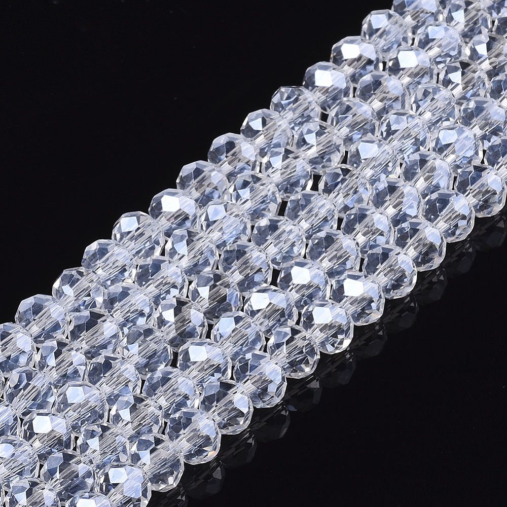 Glass Beads Strands, Faceted, Rondelle, 3.5~3.8x3mm, Hole: 0.4mm, about 105~110pcs/strand, 29~31cm