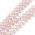Transparent Electroplate Glass Beads Strands, Faceted(96 Facets), Round, AB Color Plated, 7.5~8x7mm, Hole: 1.2mm, about 68~70pcs/strand, 19.68~20.07 inch(50~51cm)