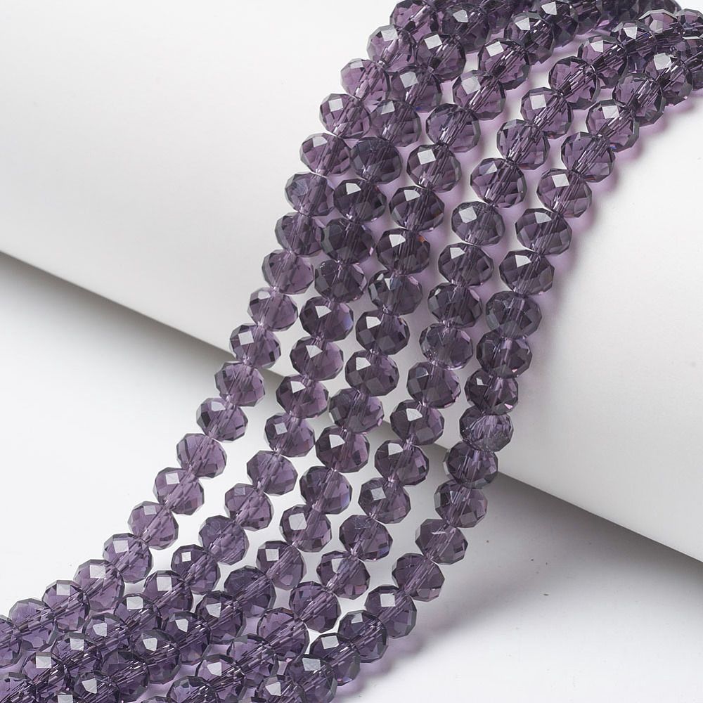 Glass Beads Strands, Faceted, Rondelle, 8x6mm, Hole: 1mm, about 60~62pcs/strand, 39~40cm
