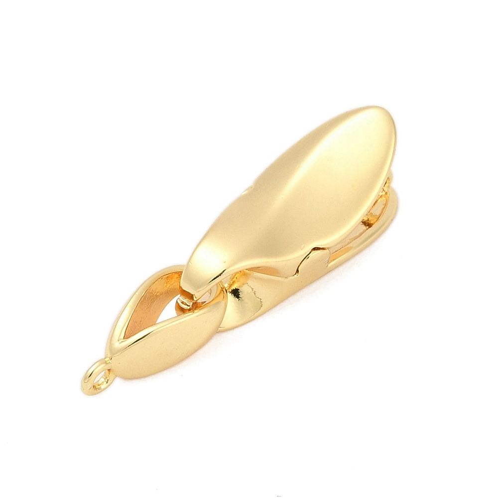 Brass Interlocking Clasps, Cadmium Free & Nickel Free & Lead Free, Teardrop, Real 18K Gold Plated/21x10x9mm
