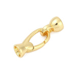 Brass Fold Over Clasps, Cadmium Free & Nickel Free & Lead Free, Oval, Real 18K Gold Plated, 25mm
