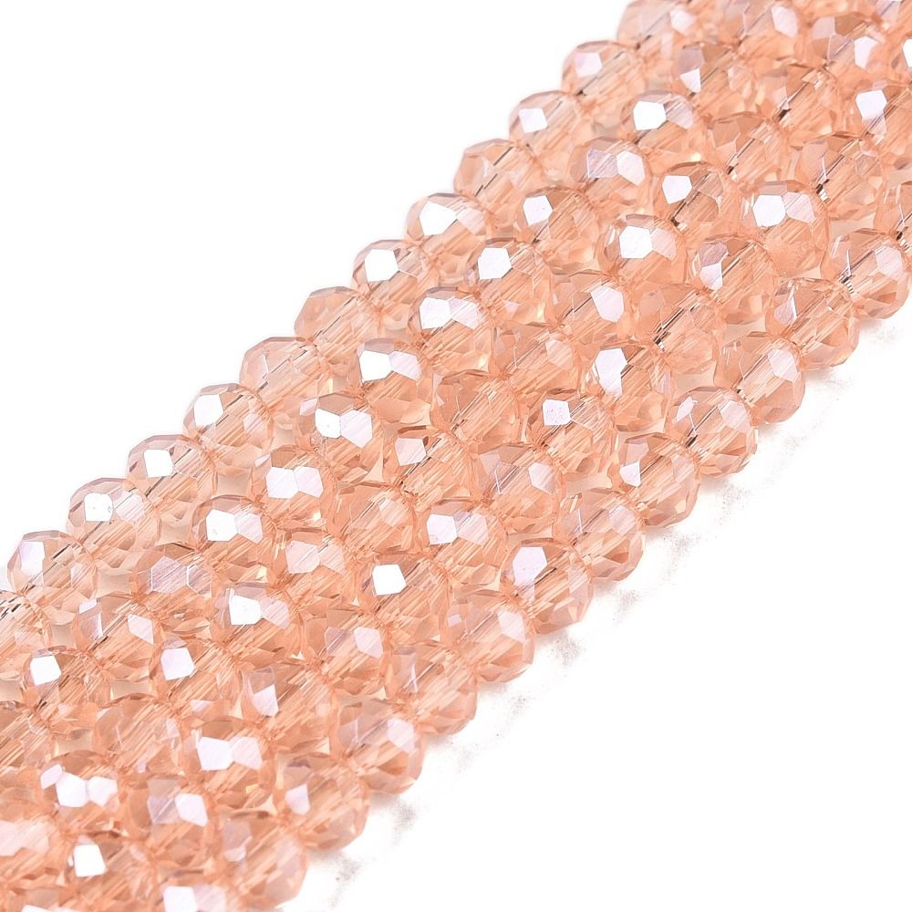 Electroplate Glass Beads Strands, Pearl Luster Plated, Faceted, Rondelle, 3.5~3.8x3mm, Hole: 0.4mm, about 105~110pcs/strand, 29~31cm