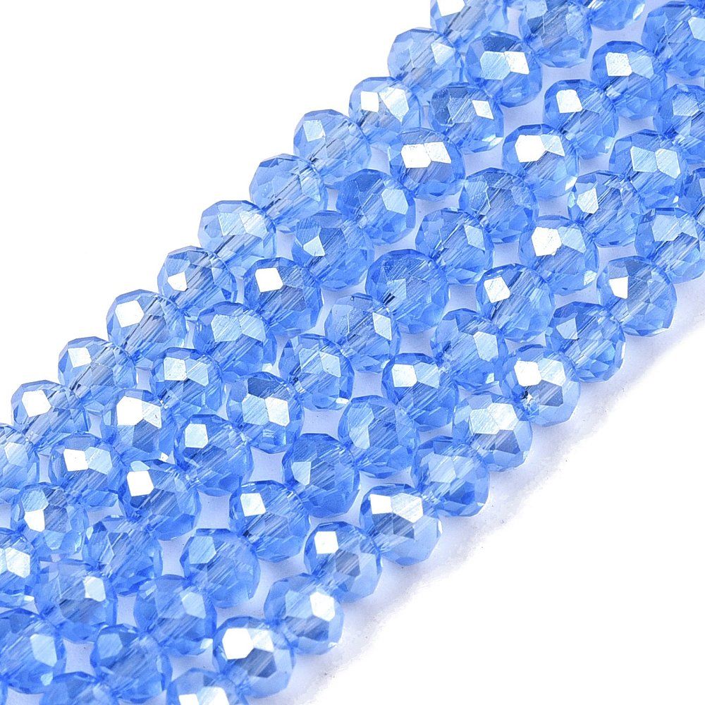 Electroplate Glass Beads Strands, Pearl Luster Plated, Faceted, Rondelle, 3.5~3.8x3mm, Hole: 0.4mm, about 105~110pcs/strand, 29~31cm