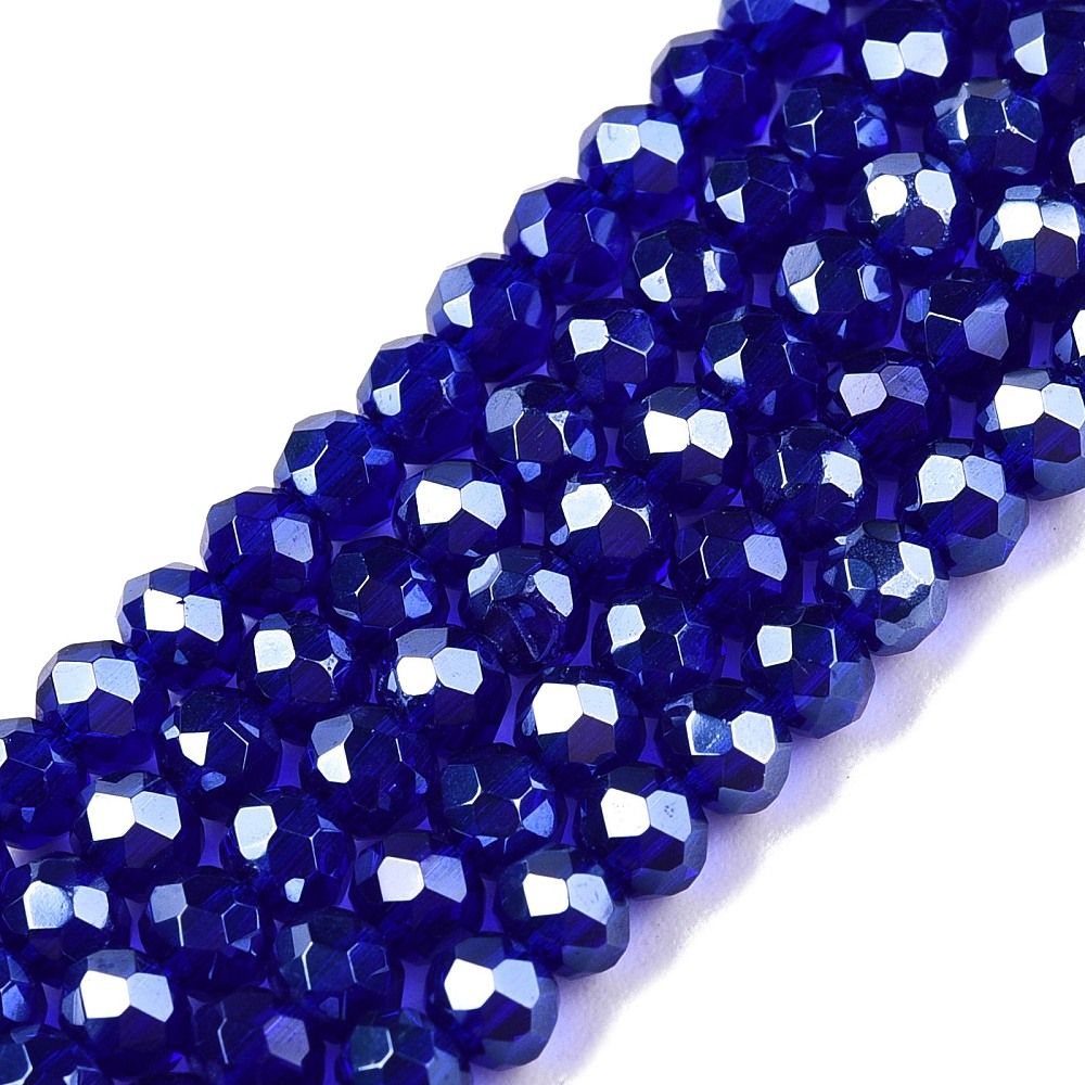 Electroplate Glass Beads Strands, Pearl Luster Plated, Faceted, Rondelle, 3.5~3.8x3mm, Hole: 0.4mm, about 105~110pcs/strand, 29~31cm