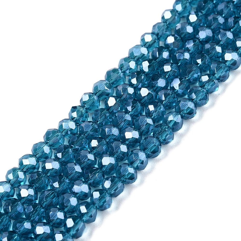 Electroplate Glass Beads Strands, Pearl Luster Plated, Faceted, Rondelle, 3.5~3.8x3mm, Hole: 0.4mm, about 105~110pcs/strand, 29~31cm