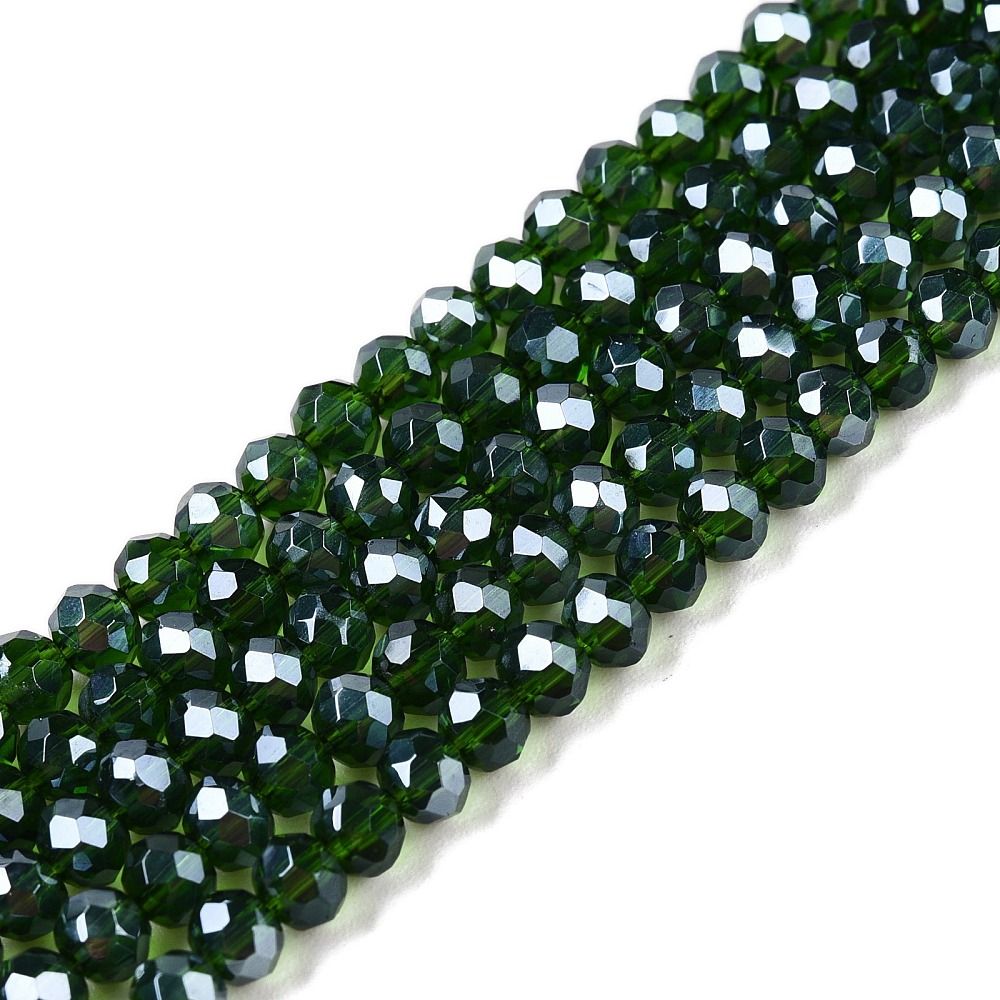 Electroplate Glass Beads Strands, Pearl Luster Plated, Faceted, Rondelle, 3.5~3.8x3mm, Hole: 0.4mm, about 105~110pcs/strand, 29~31cm