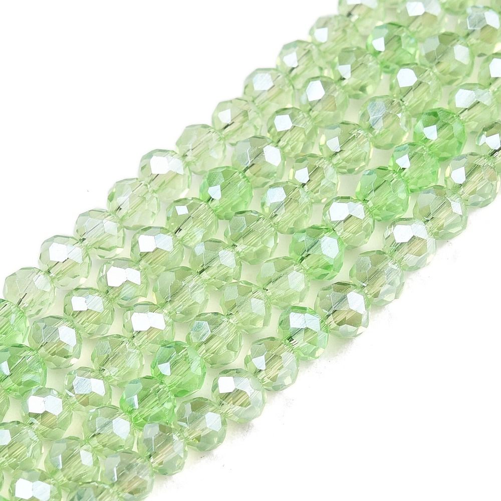 Electroplate Glass Beads Strands, Pearl Luster Plated, Faceted, Rondelle, 3.5~3.8x3mm, Hole: 0.4mm, about 105~110pcs/strand, 29~31cm