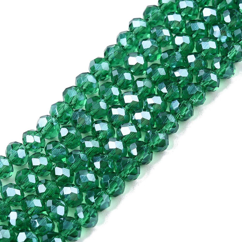 Electroplate Glass Beads Strands, Pearl Luster Plated, Faceted, Rondelle, 3.5~3.8x3mm, Hole: 0.4mm, about 105~110pcs/strand, 29~31cm