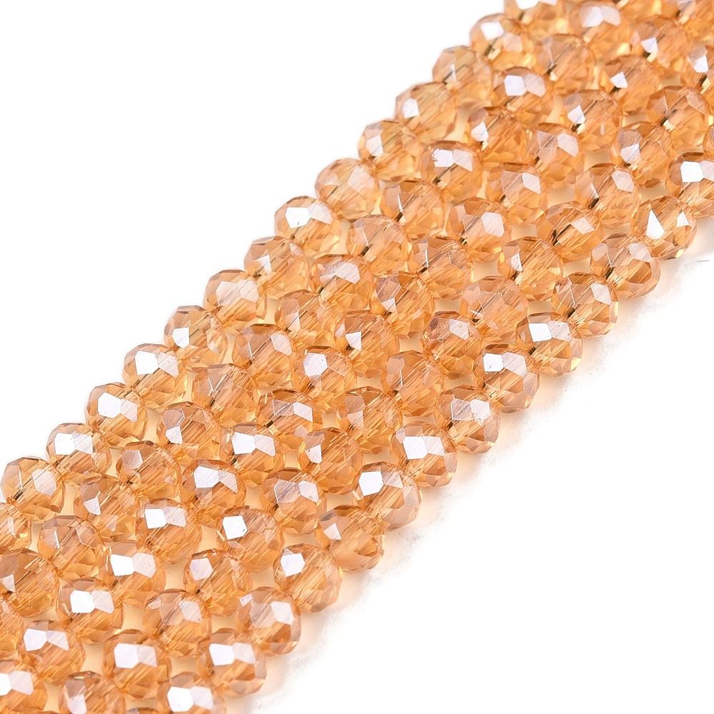 Electroplate Glass Beads Strands, Pearl Luster Plated, Faceted, Rondelle, 3.5~3.8x3mm, Hole: 0.4mm, about 105~110pcs/strand, 29~31cm