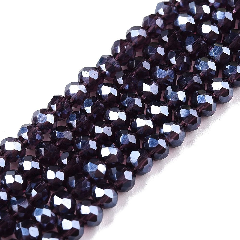 Electroplate Glass Beads Strands, Pearl Luster Plated, Faceted, Rondelle, 3.5~3.8x3mm, Hole: 0.4mm, about 105~110pcs/strand, 29~31cm
