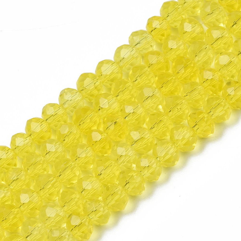 Electroplate Glass Beads Strands, Pearl Luster Plated, Faceted, Rondelle, 3.5~3.8x3mm, Hole: 0.4mm, about 105~110pcs/strand, 29~31cm