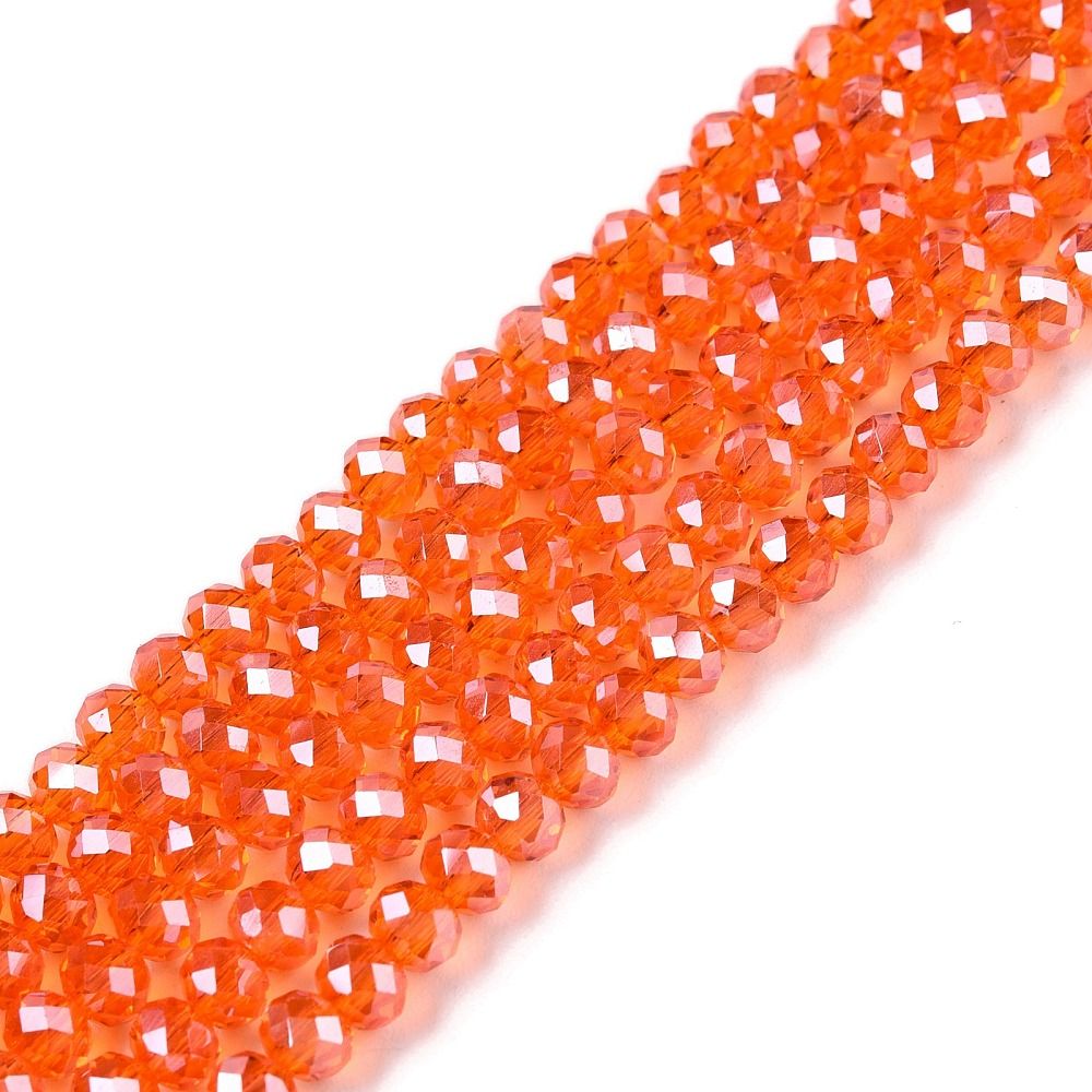 Electroplate Glass Beads Strands, Pearl Luster Plated, Faceted, Rondelle, 3.5~3.8x3mm, Hole: 0.4mm, about 105~110pcs/strand, 29~31cm