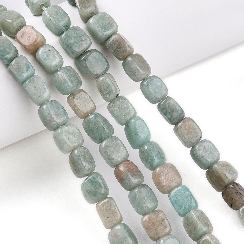 Natural Amazonite Beads Strands, Cuboid, 5~8x5~6x5~6mm, Hole: 1mm, about 51pcs/strand, 14.96~15.16''(38~38.5cm)