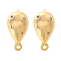2pcs/Teardrop Brass Micro Pave Cubic Zirconia Stud Earrings Finding, Long-Lasting Plated, Real 18K Gold Plated/23x6.5x14mm