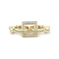 Brass Micro Pave Clear Cubic Zirconia Fold Over Clasps, Cadmium Free & Nickel Free & Lead Free, Square, Real 18K Gold Plated/25mm