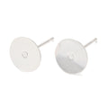 10pcs/Brass Studs Earrings Finding, Lead Free & Cadmium Free, Round, 925 Sterling Silver Plated/12x8mm