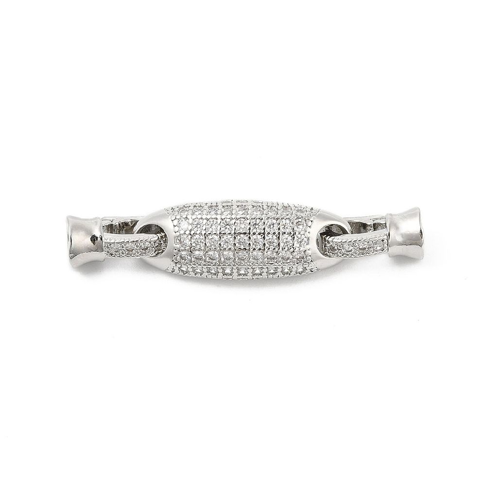 Brass Micro Pave Clear Cubic Zirconia Fold Over Clasp/44mm